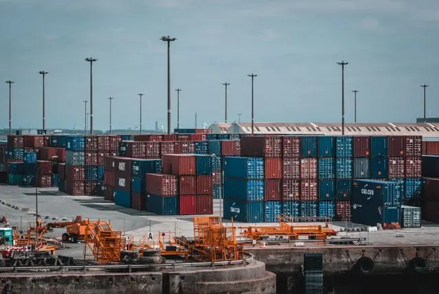 A container terminal on the waterside