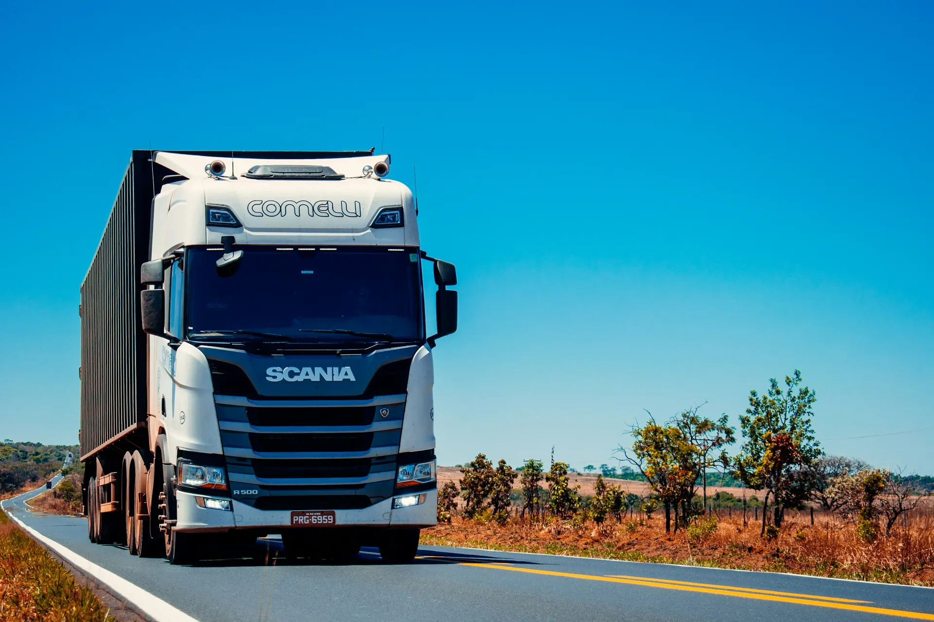 A container truck on an open road