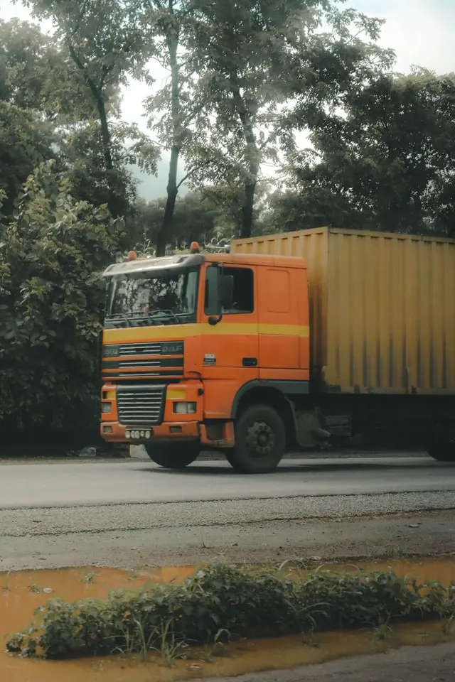 A container truck on an inland route